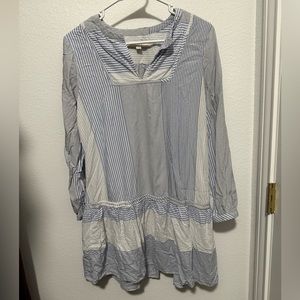 LOFT Dresses | Loft Striped Flounce Swing Dress | Blue and White | Size S